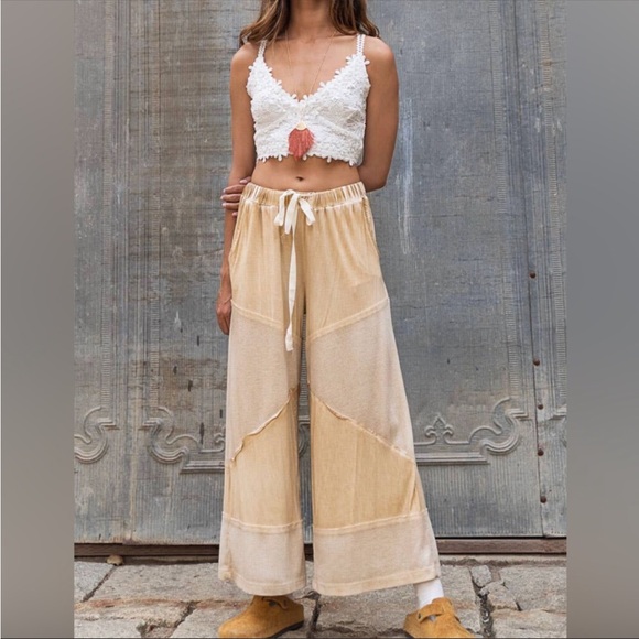 POL - AQUA GREEN  Wide Leg Lounge Pants Lightweight Loose Knit Pants - Picture 8 of 12